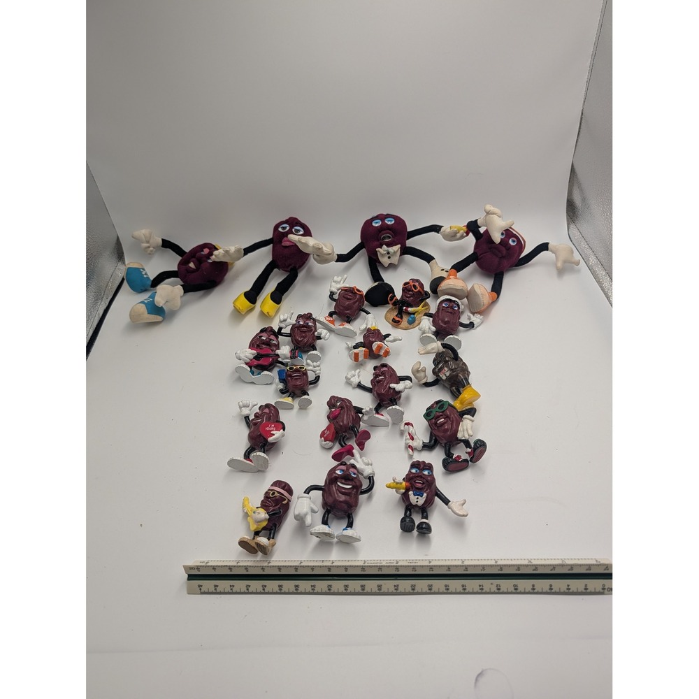 Vintage California Raisins Lot 22pc PVC Figures Plush Bendy Toys 1980s Retro